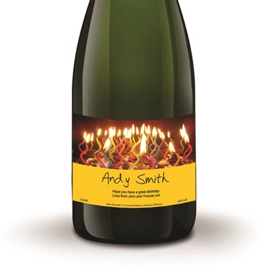 Jules Feraud Brut With Personalised Champagne Label Candles